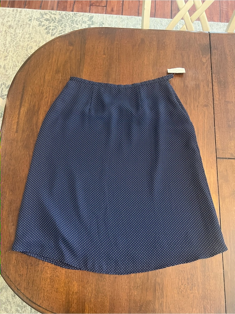 Jaclyn Smith Navy and White Polka Dot Midi Skirt